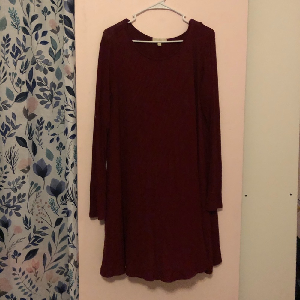 Maroon T-shirt dress
